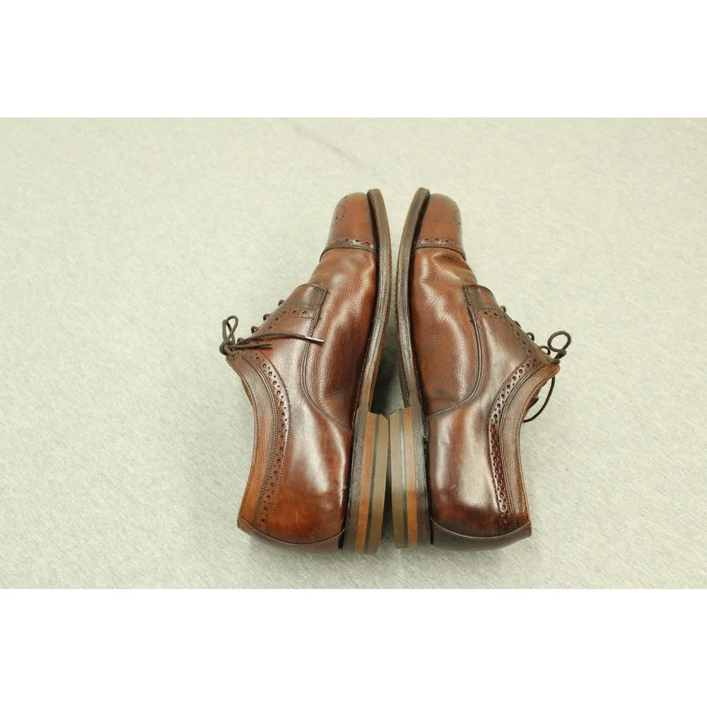 Johnston & Murphy Shoes Mens 8 Brown‎ Cap Toe Oxford Brogue Dress 24-8130